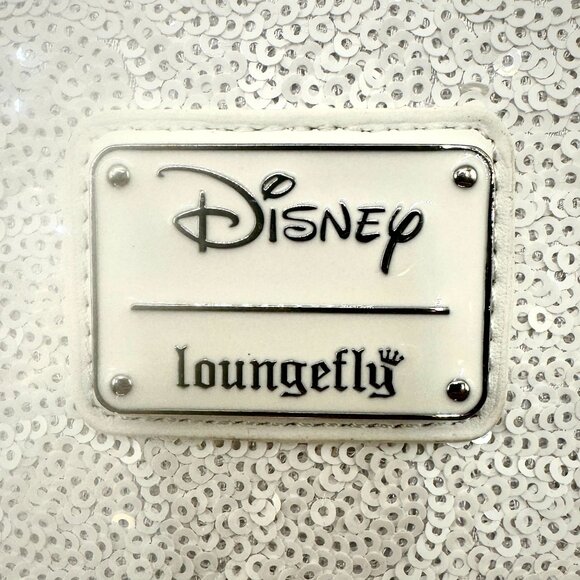 Loungefly Disney White Sequin Minnie Mouse Wallet w/ Ears & Bow NWT Elegant Rare - Picture 4 of 4